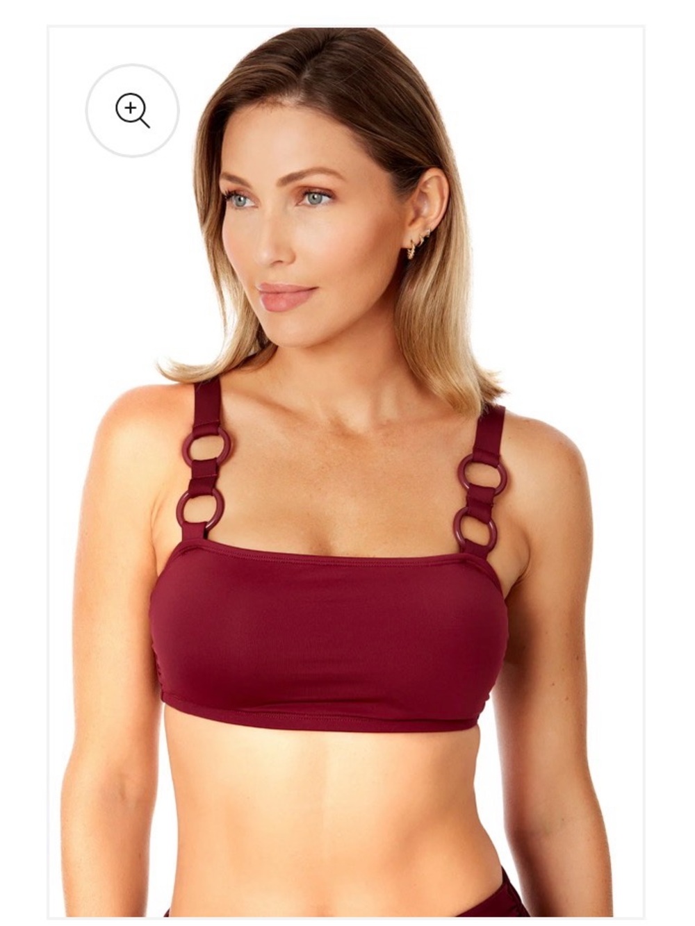 Women's Live In Color Ring Strap Bandeau Swim Top - Wine